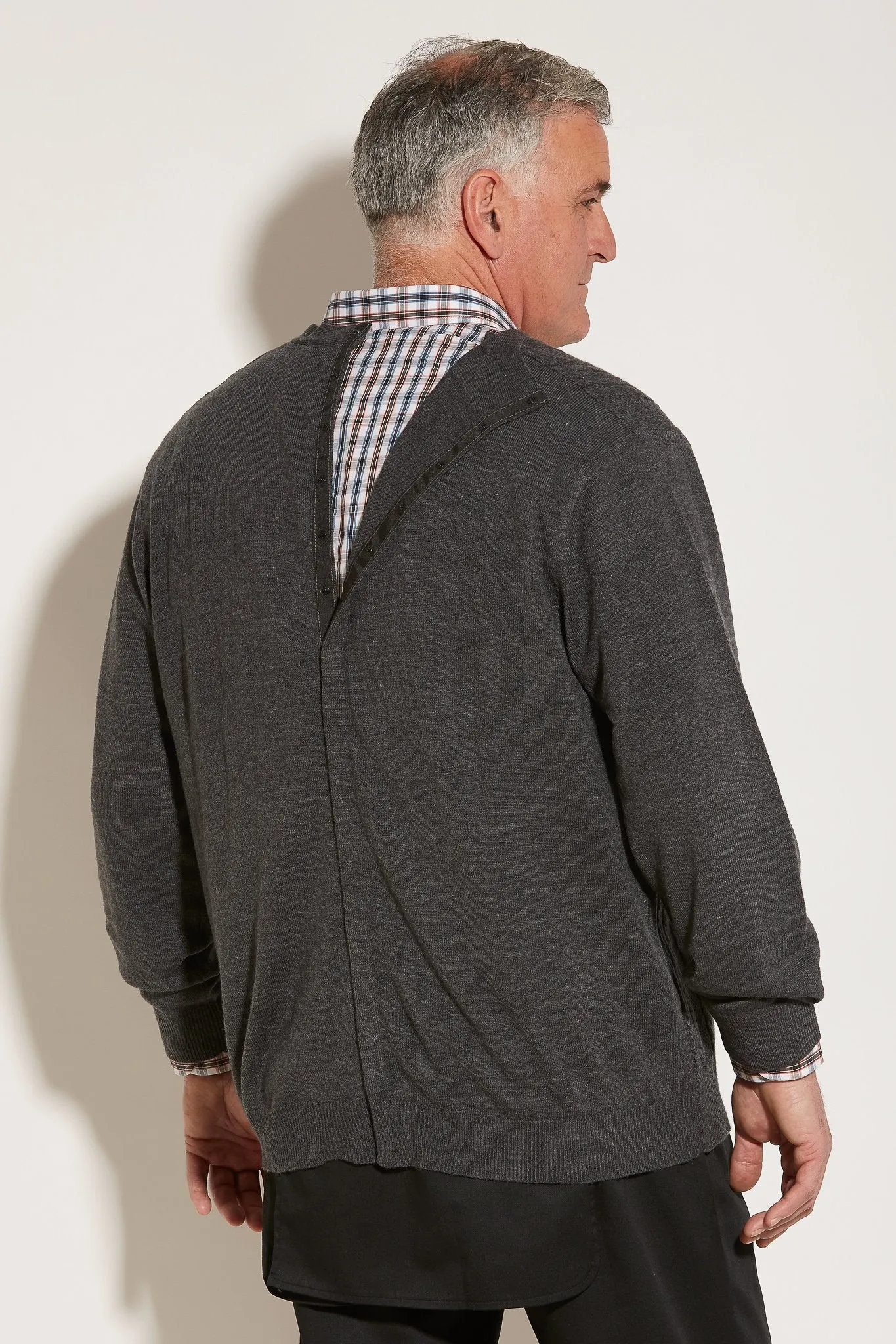 Cardigan for Men - Grey | Adaptive Clothing by Ovidis