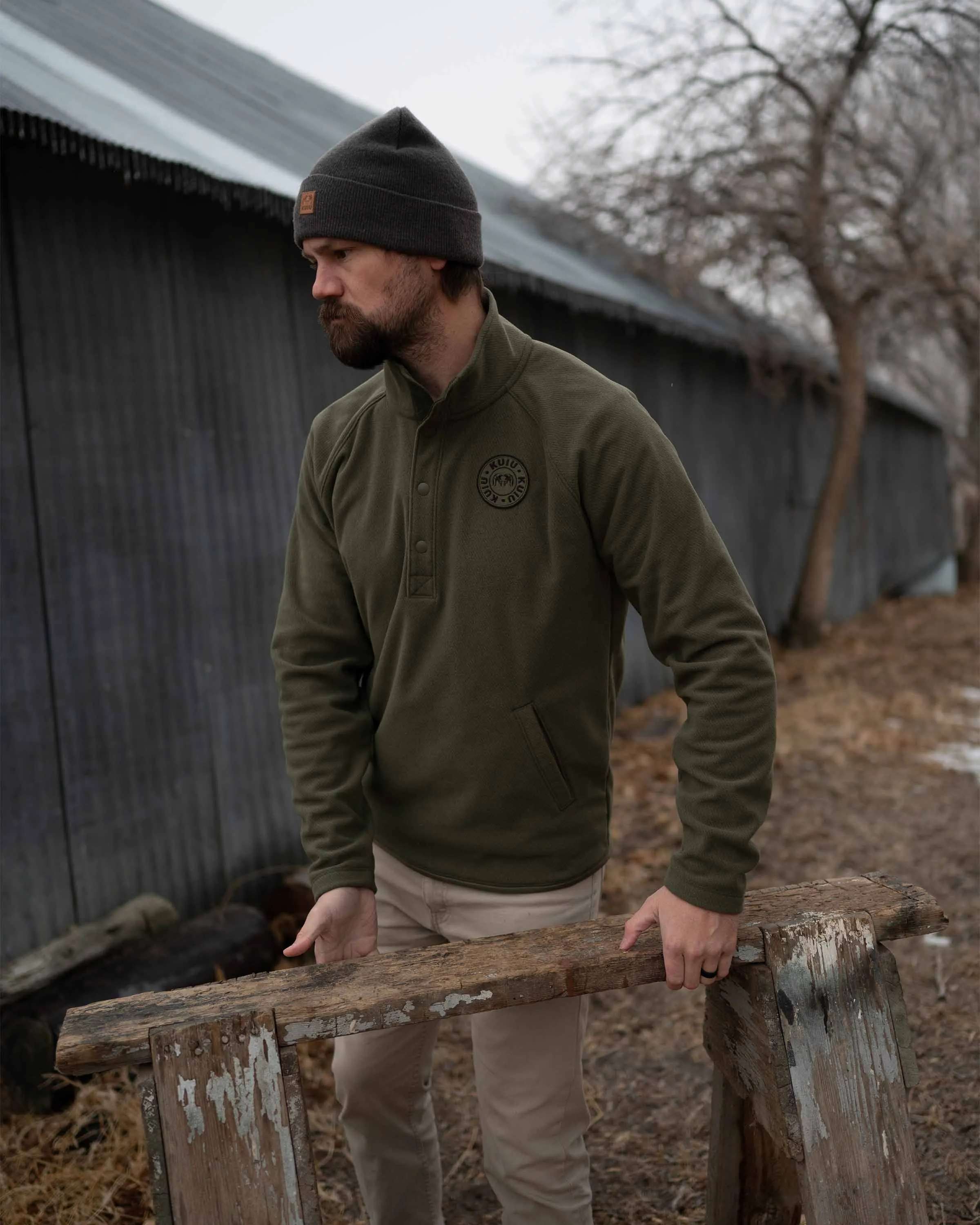 Cascade Twill Fleece Pullover | Navy