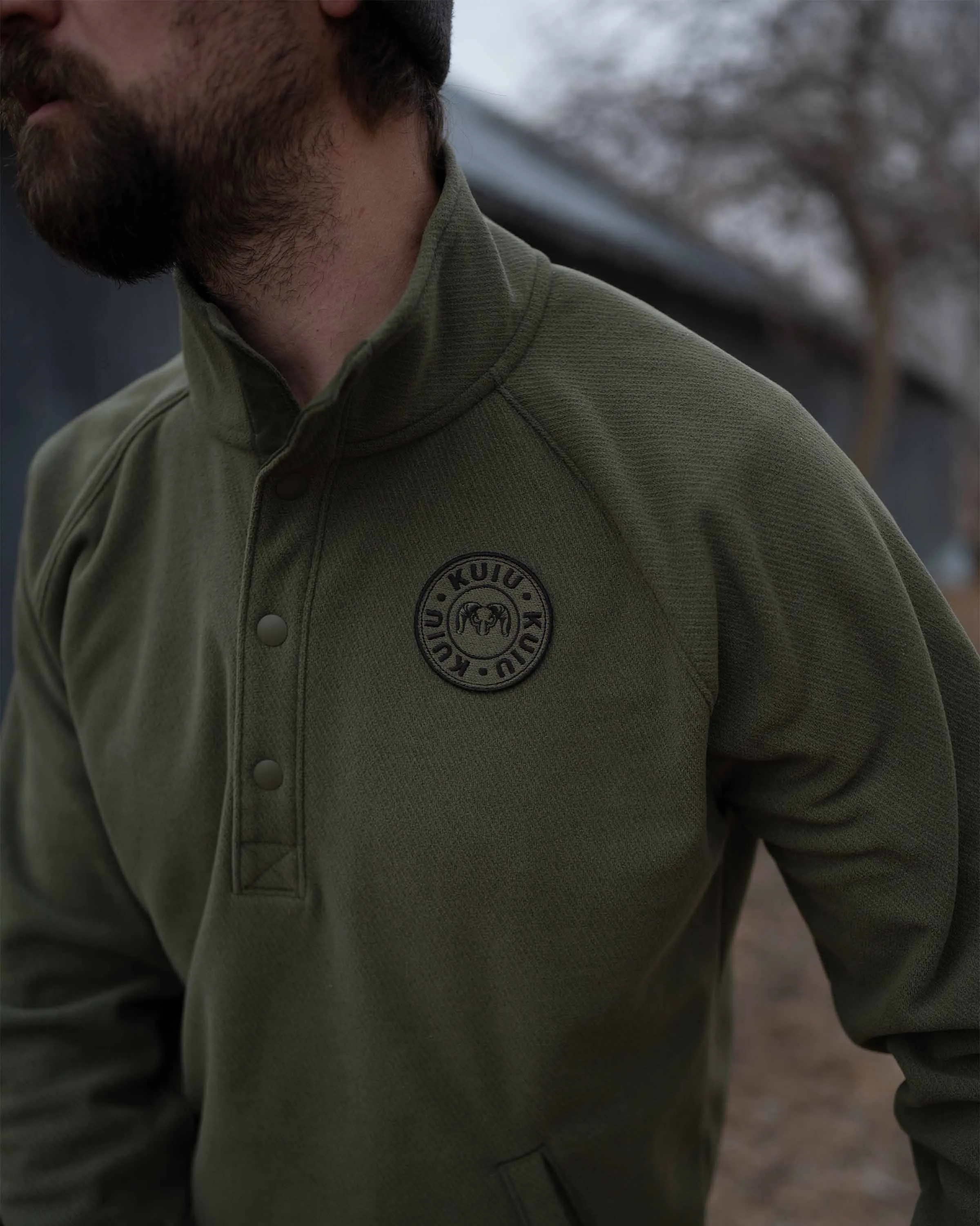 Cascade Twill Fleece Pullover | Olive