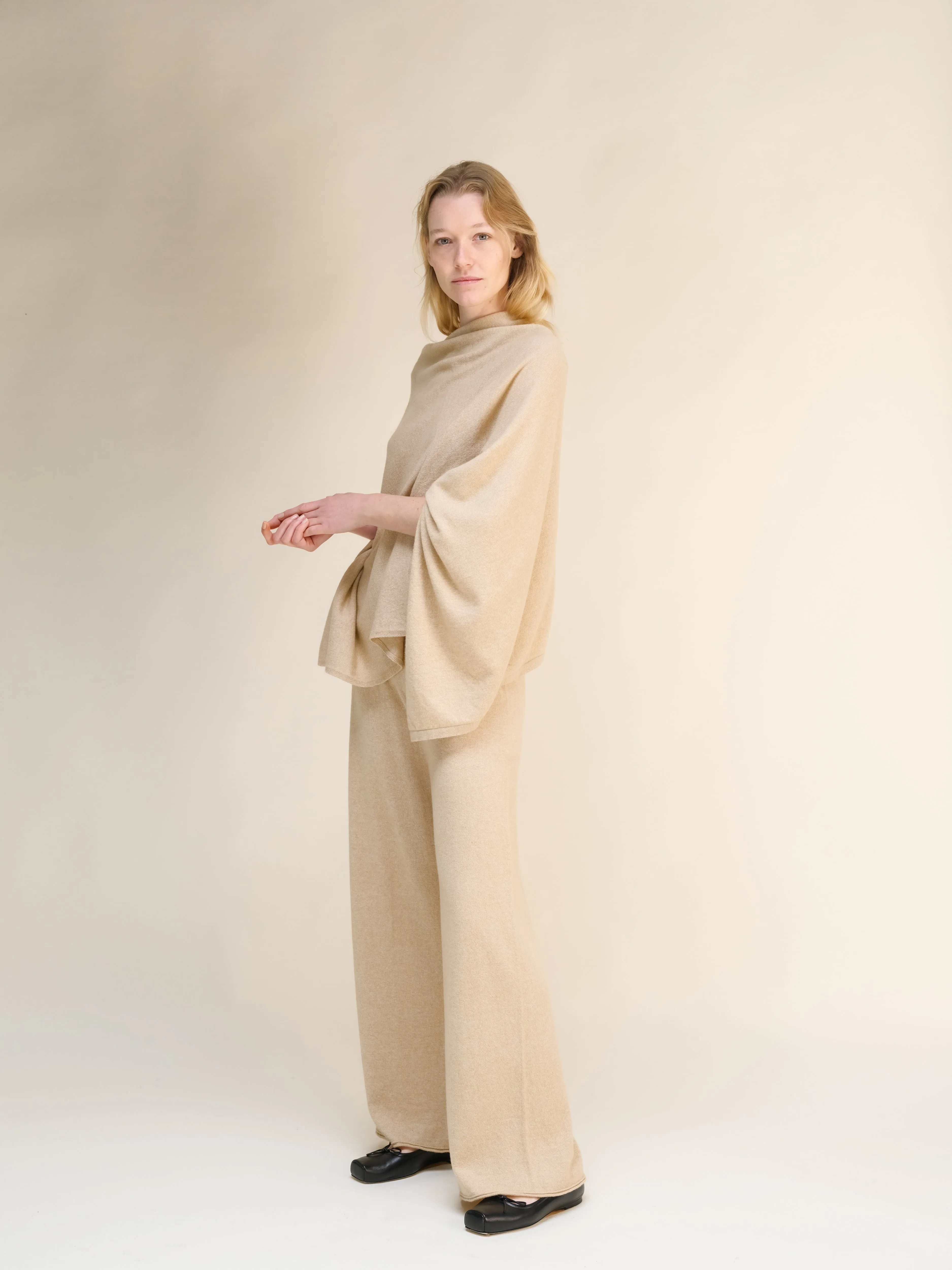 Cashmere Mix Asymmetric Poncho