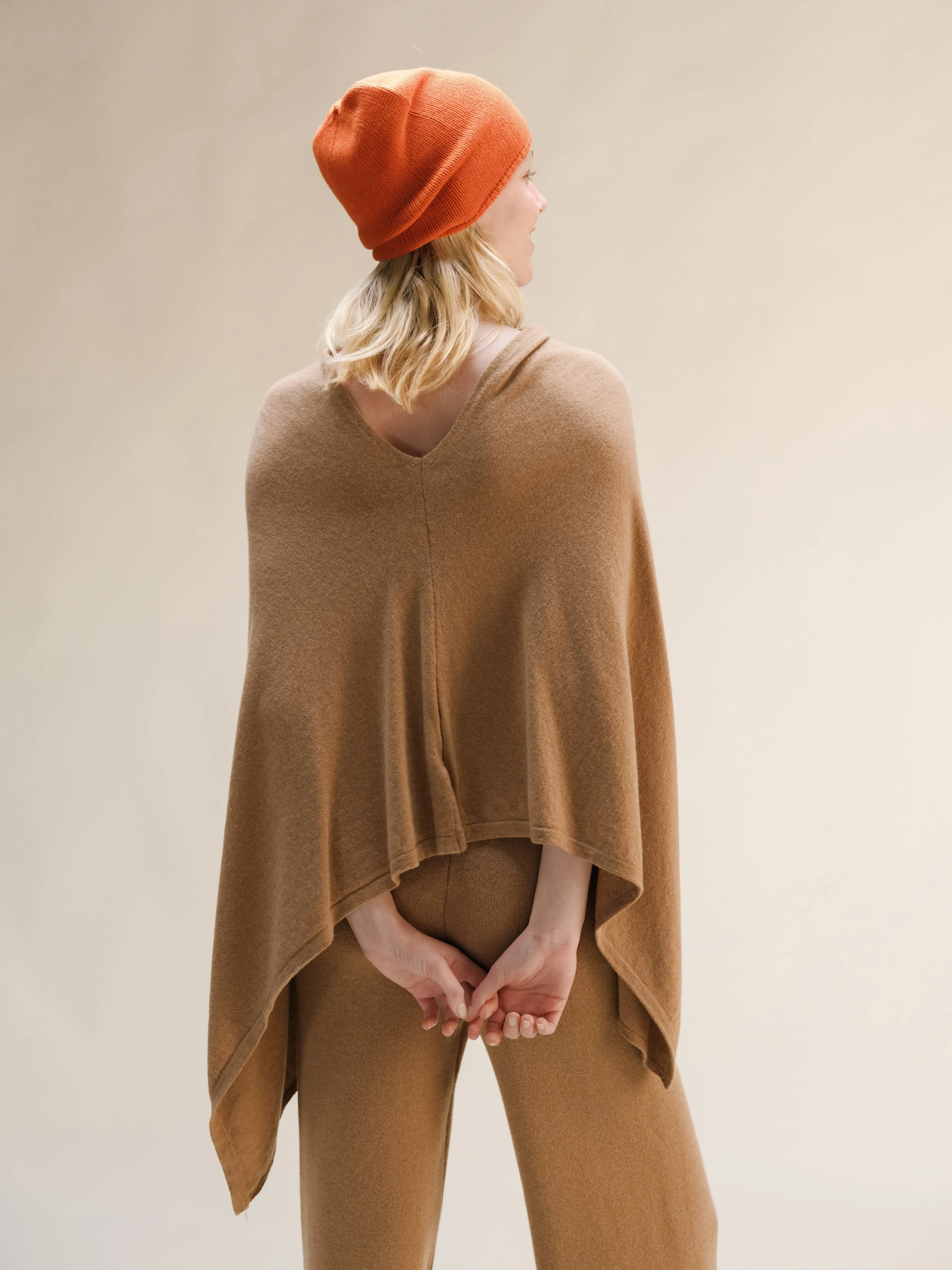 Cashmere Mix Asymmetric Poncho