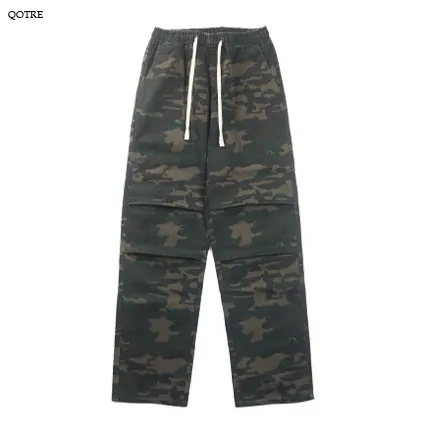 Casual Camouflage Straight Leg Drawstring Straight Leg Pants