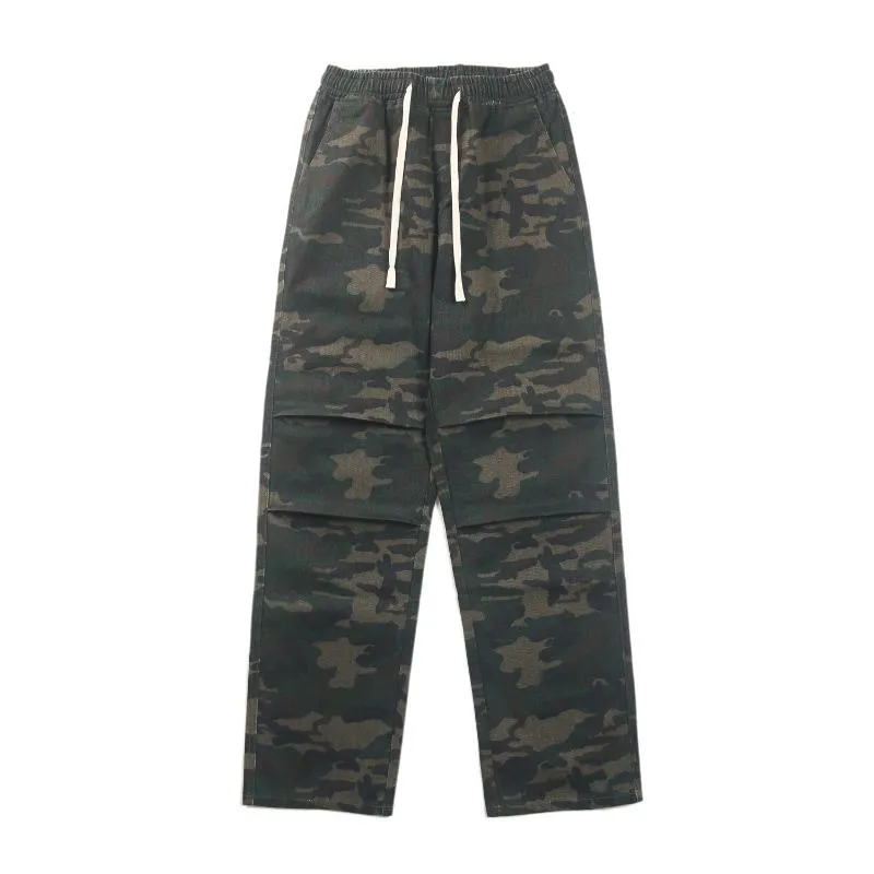 Casual Camouflage Straight Leg Drawstring Straight Leg Pants