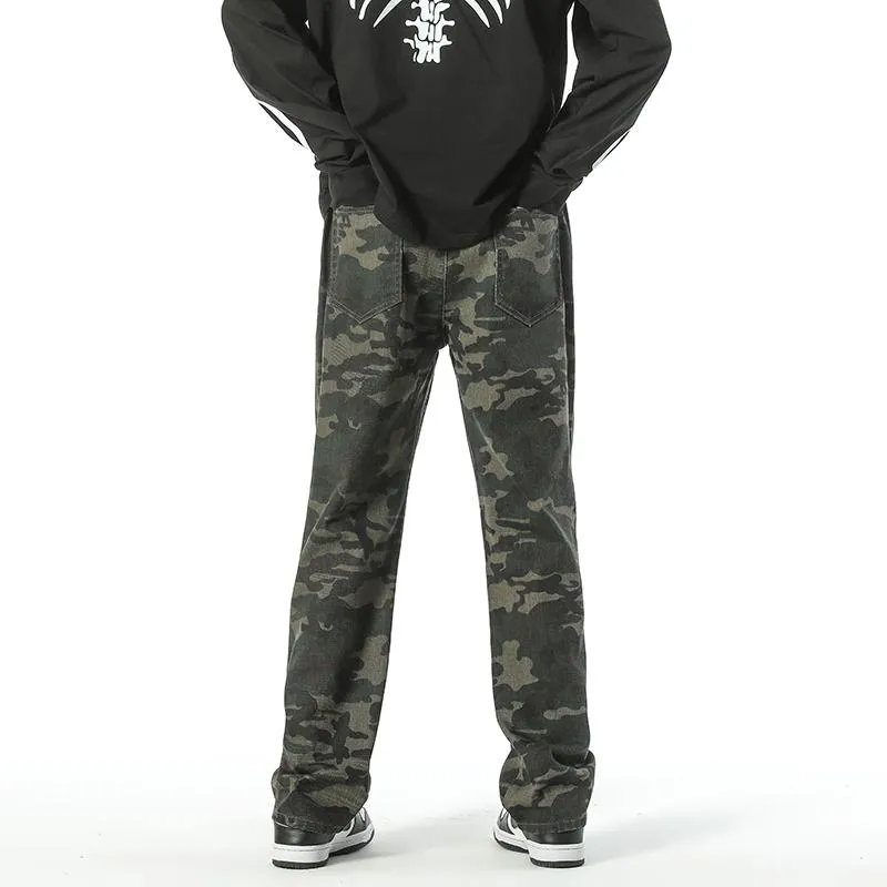 Casual Camouflage Straight Leg Drawstring Straight Leg Pants