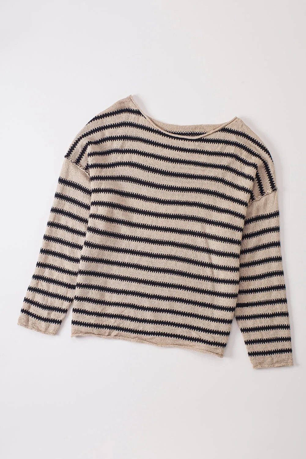 Casual Drop Shoulder Knitted Pullover Striped Sweater