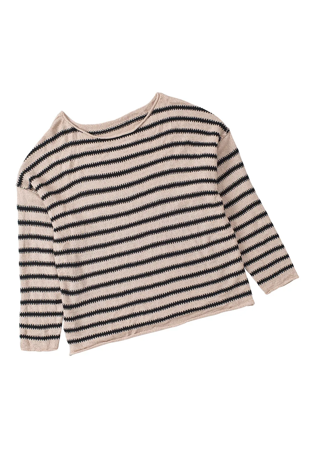 Casual Drop Shoulder Knitted Pullover Striped Sweater