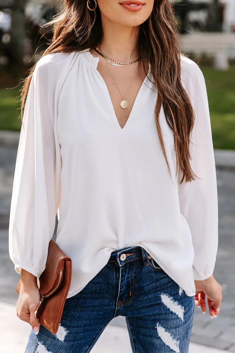 Casual Simplicity Solid V Neck Blouses(3 Colors)