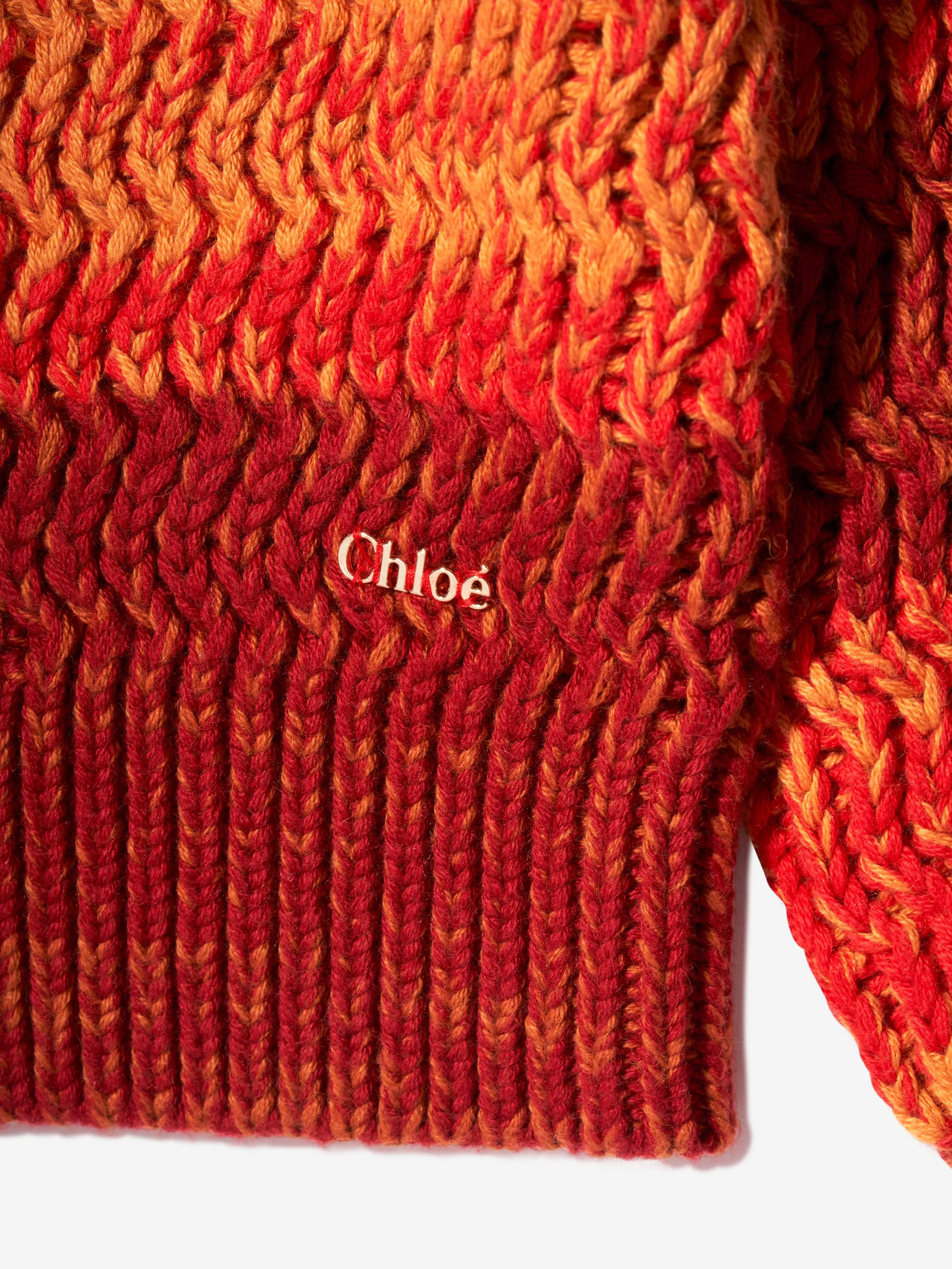 Chloé Girls Knitted Gradient Jumper in Crimson