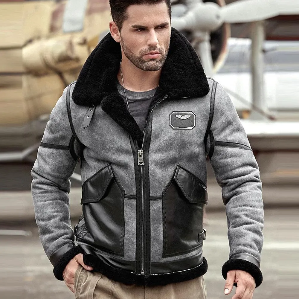 Classic Men's Sheepskin RAF Airforce Shearling Aviator Jacket