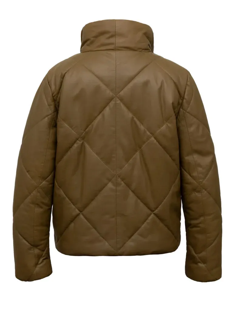 Coffee Quilted Leather Jacket