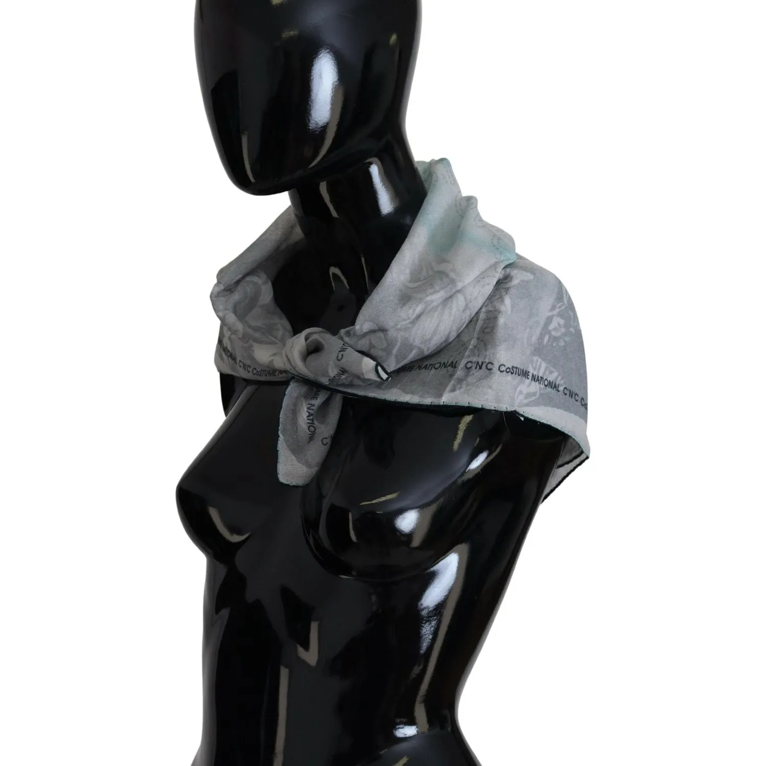 Costume National Elegant Grey Cotton Square Scarf