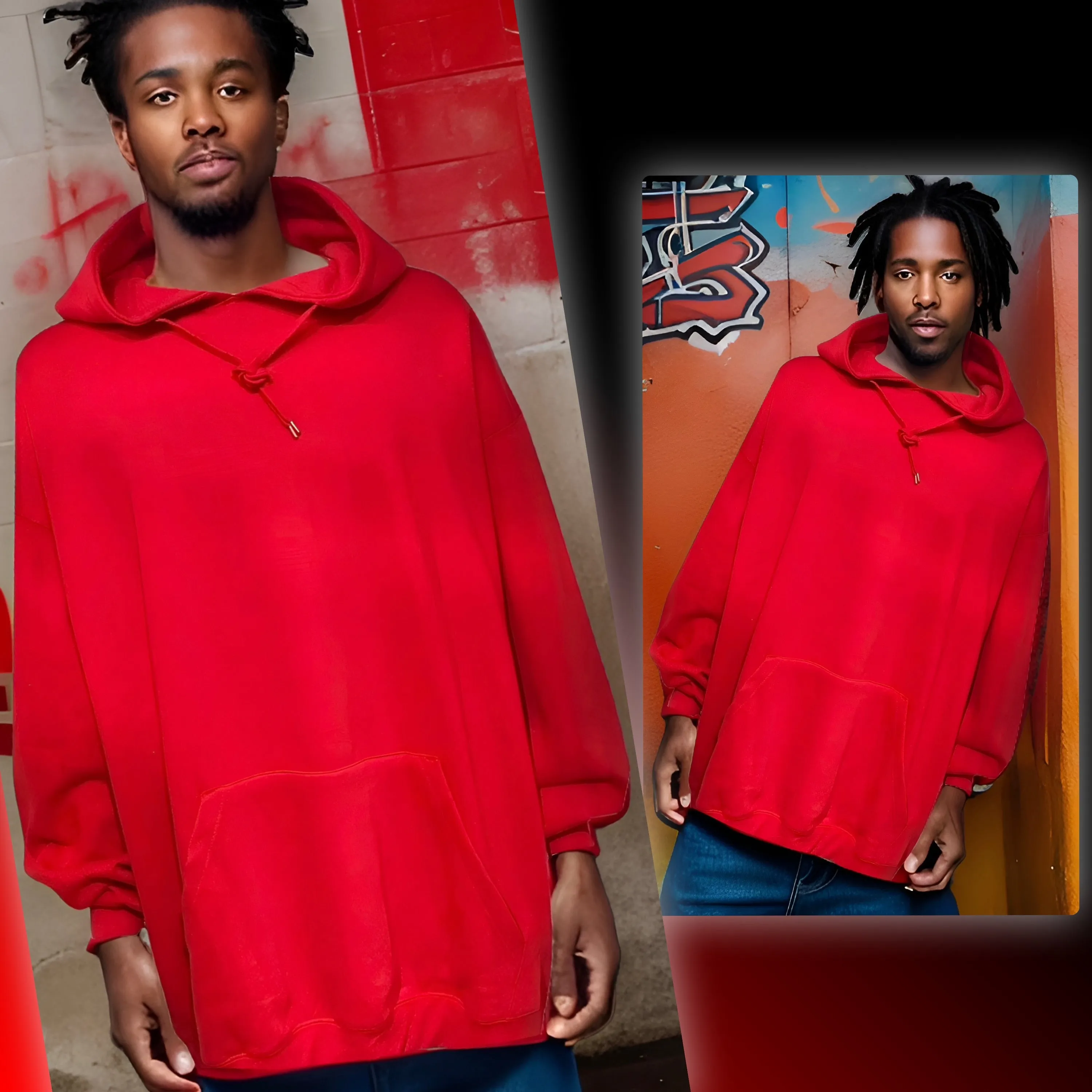 ^COTTON BEST^ (RED) PULLOVER HOODIES (HIGH GRADE COTTON BLENDS)