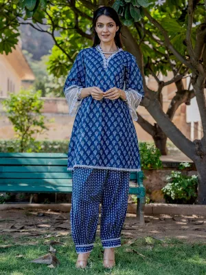 Cotton Blue Top Harem Pant Co-Ord Set