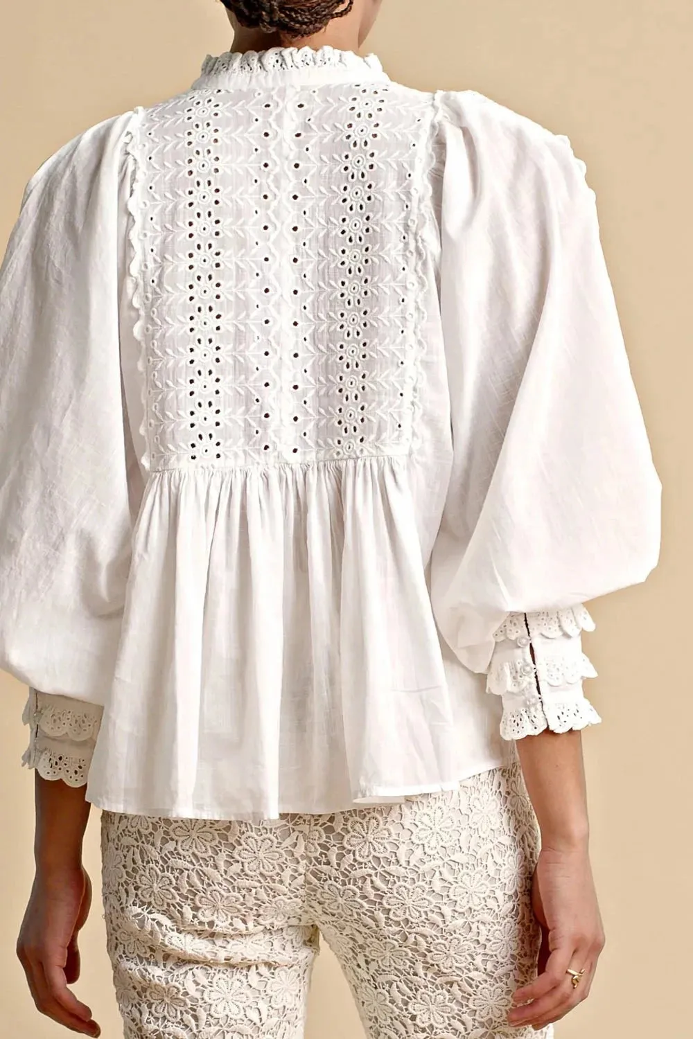 Cotton Slub Blouse in White