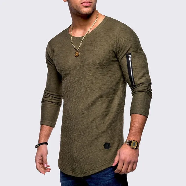 Curved Hem Swoop Style Long Sleeve Shirt