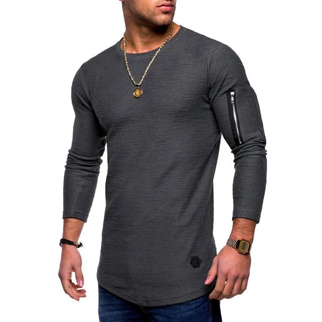 Curved Hem Swoop Style Long Sleeve Shirt