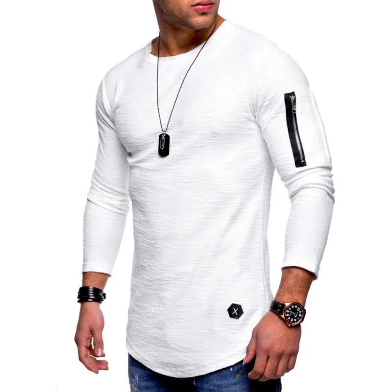 Curved Hem Swoop Style Long Sleeve Shirt