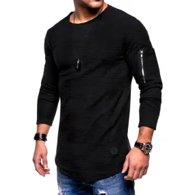 Curved Hem Swoop Style Long Sleeve Shirt