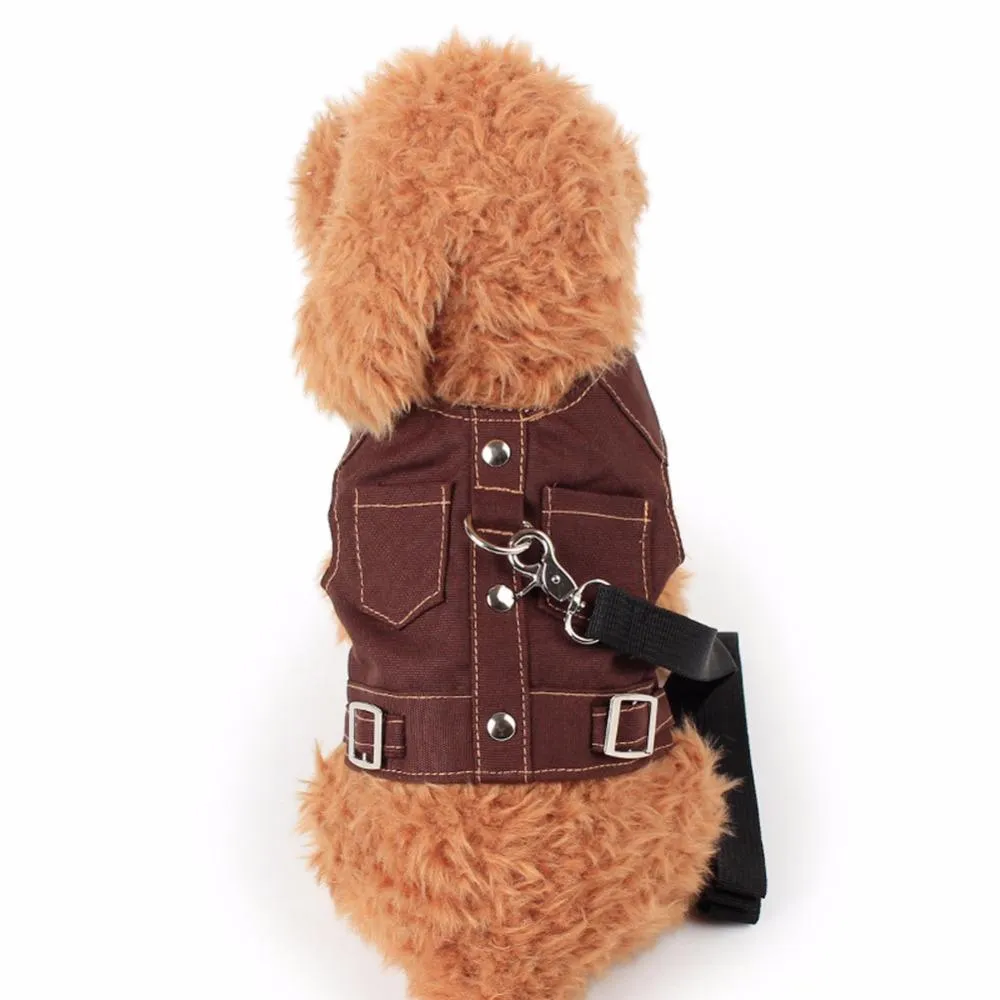 Denim Dog Vest & Leash Set