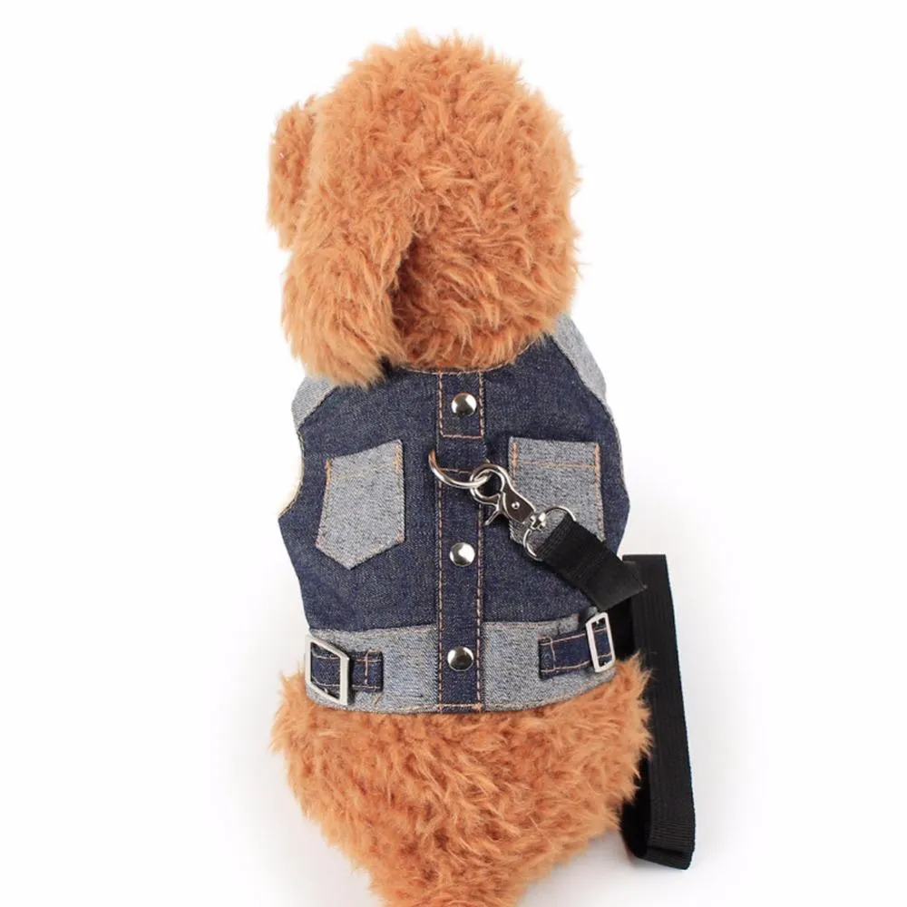 Denim Dog Vest & Leash Set