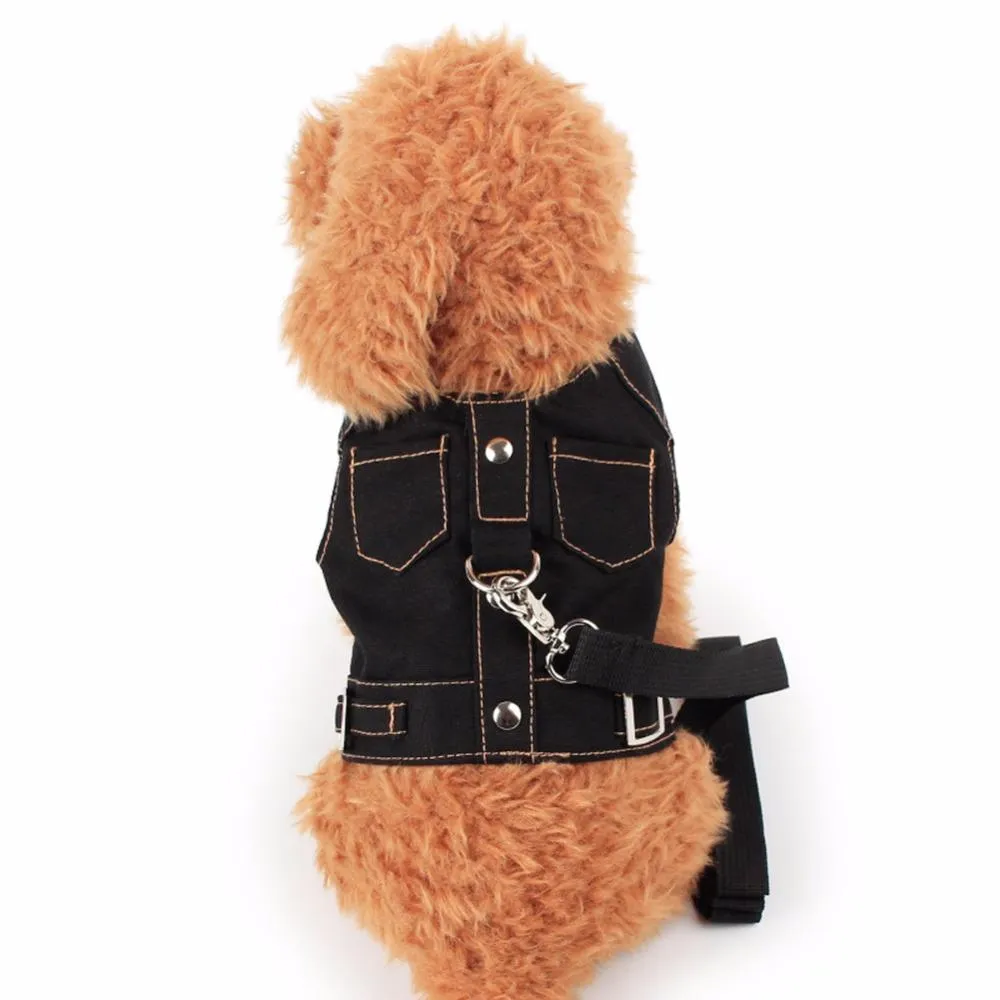 Denim Dog Vest & Leash Set