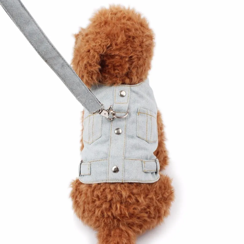 Denim Dog Vest & Leash Set