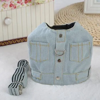 Denim Dog Vest & Leash Set