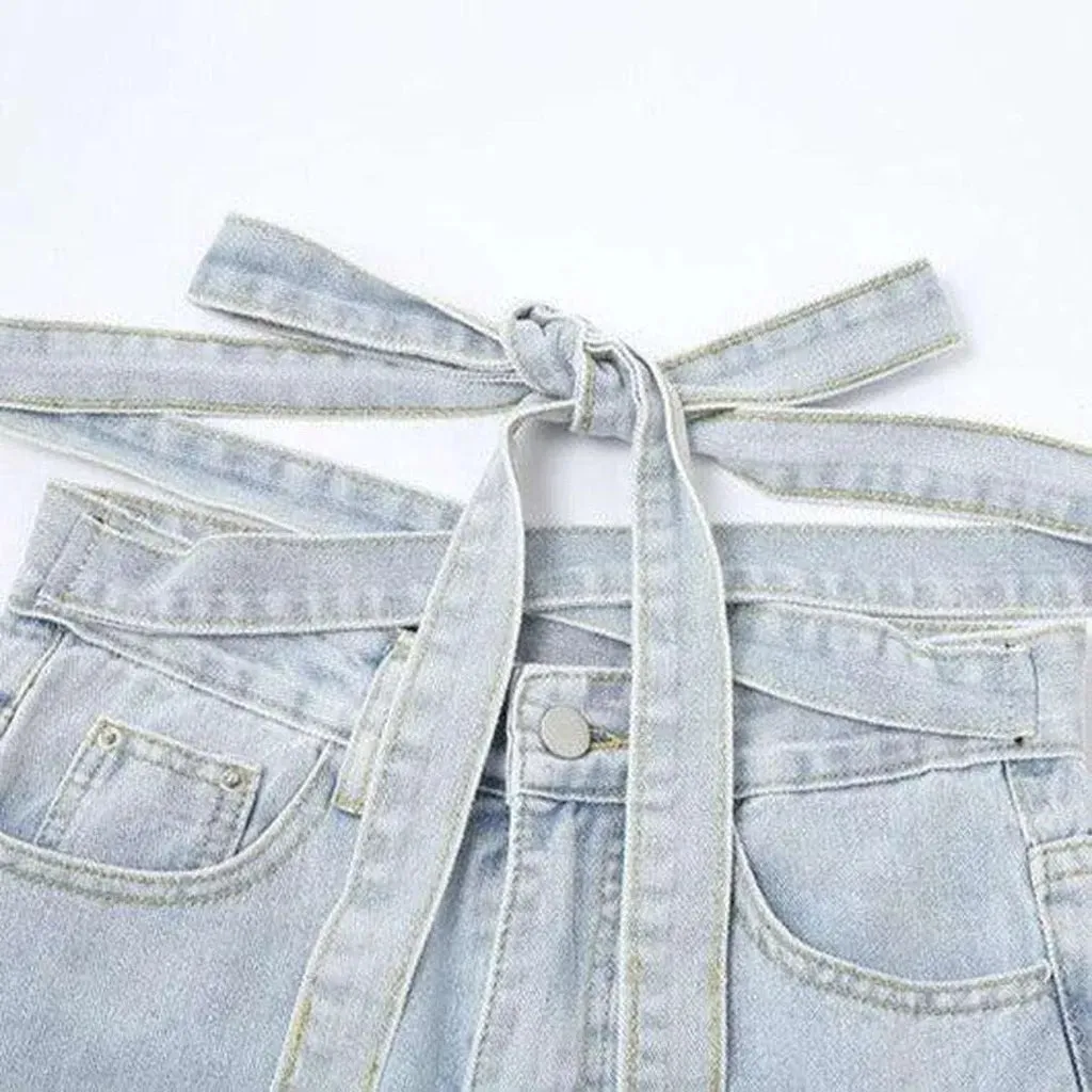 Denim waist belt baggy jeans