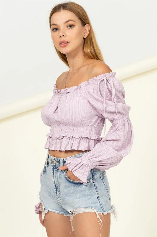 Dipped in Sugar Flounce Hem Blouse