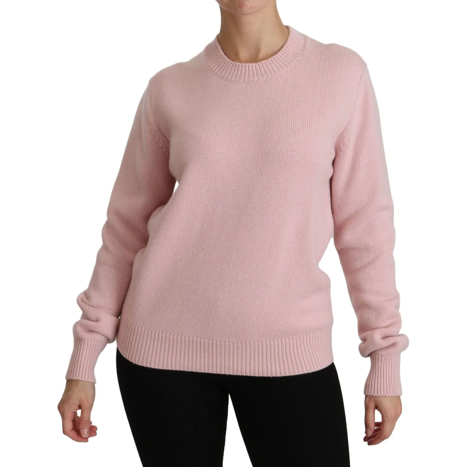 Dolce & Gabbana Cashmere-Blend Pink Crew Neck Sweater