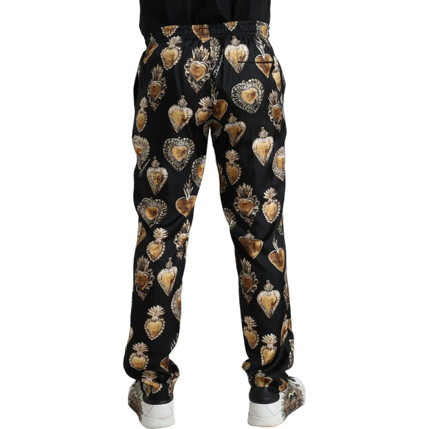 Dolce & Gabbana Chic Heart Print Silk Pajama Pants