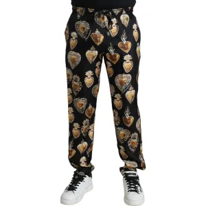 Dolce & Gabbana Chic Heart Print Silk Pajama Pants