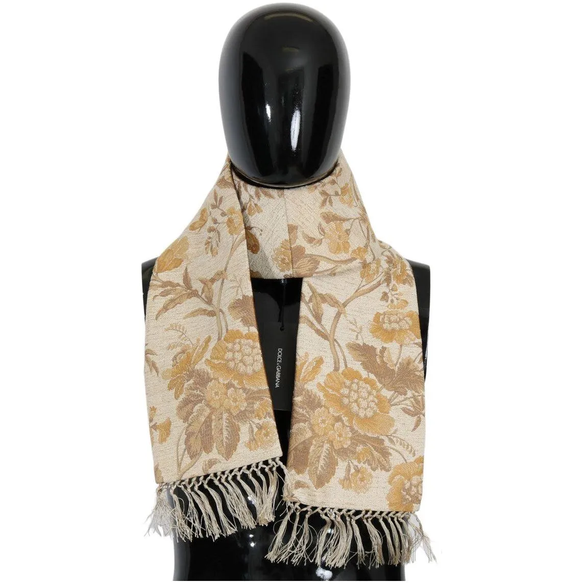 Dolce & Gabbana Elegant Beige Gold Jacquard Stole Scarf