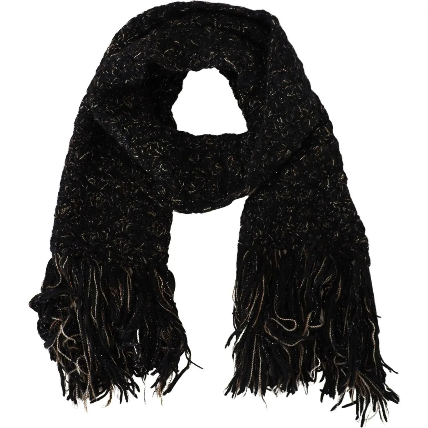 Dolce & Gabbana Elegant Virgin Wool Blend Black Scarf