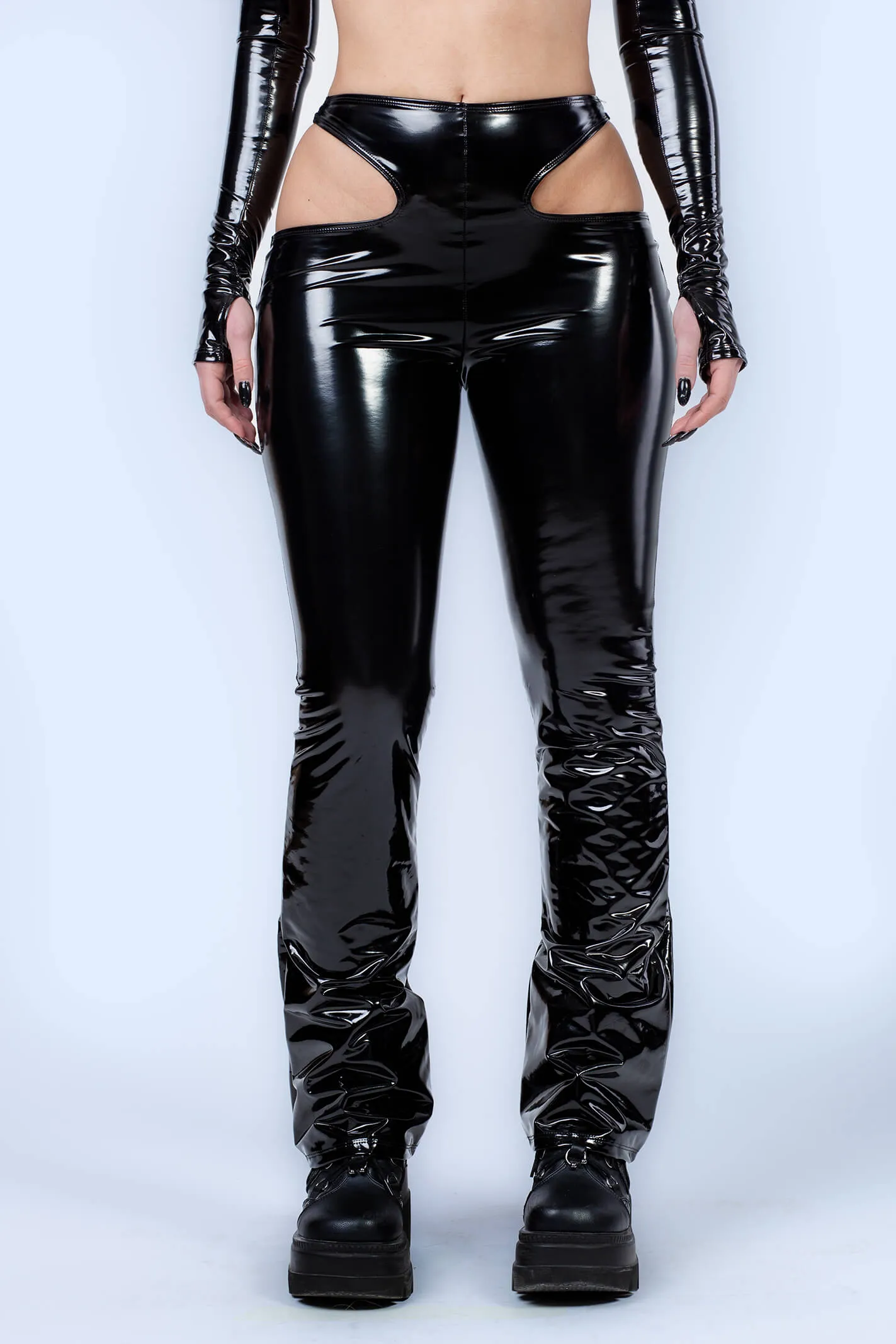 Dominatrix Cutout Vinyl Pants