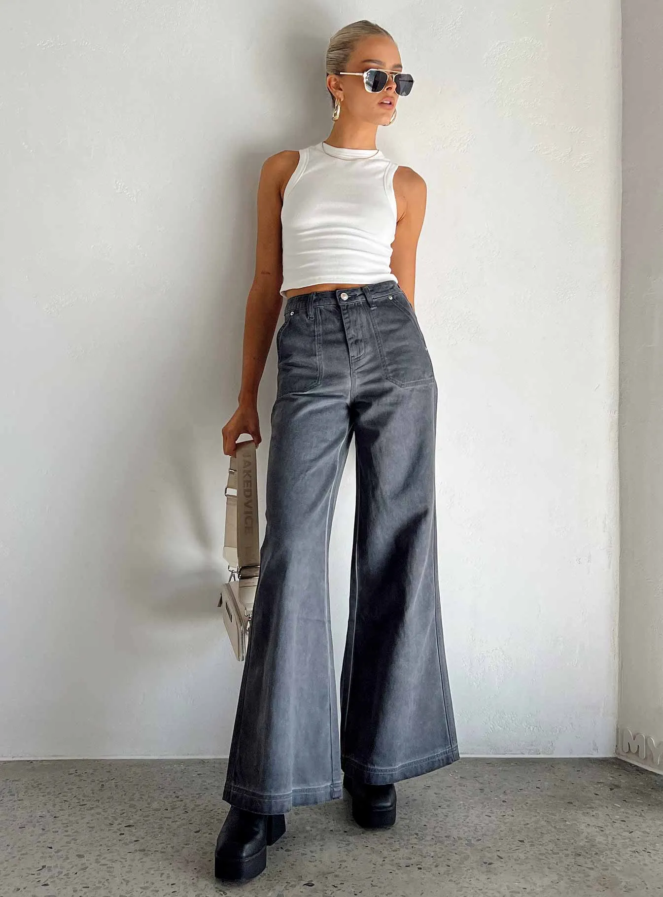 Dream Big Wide Leg Flare Jeans Denim