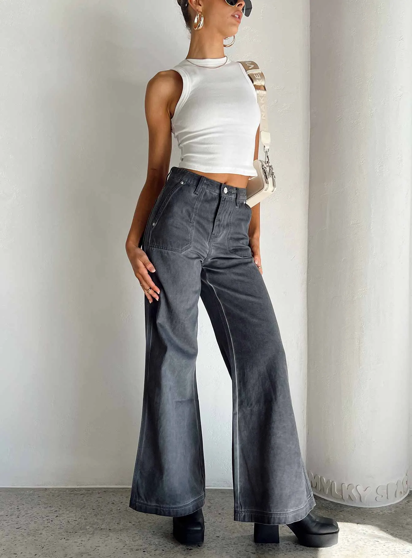 Dream Big Wide Leg Flare Jeans Denim