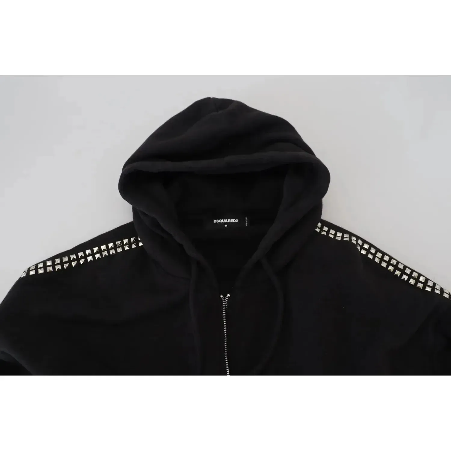 Dsquared² Black Embellished Full Zip Hooded Sweater