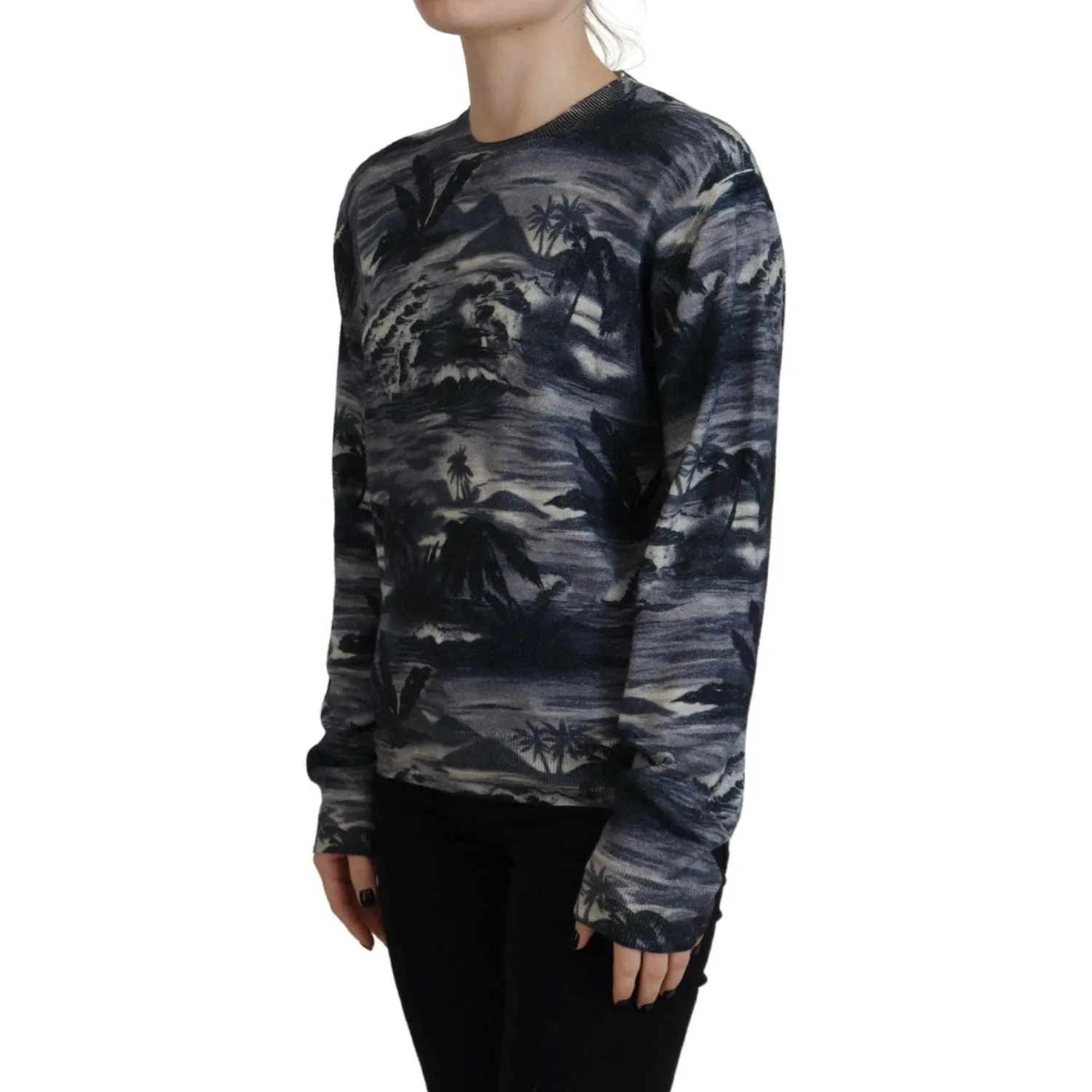 Dsquared² Black Long Sleeve Thunder Sky Print Casual Sweater