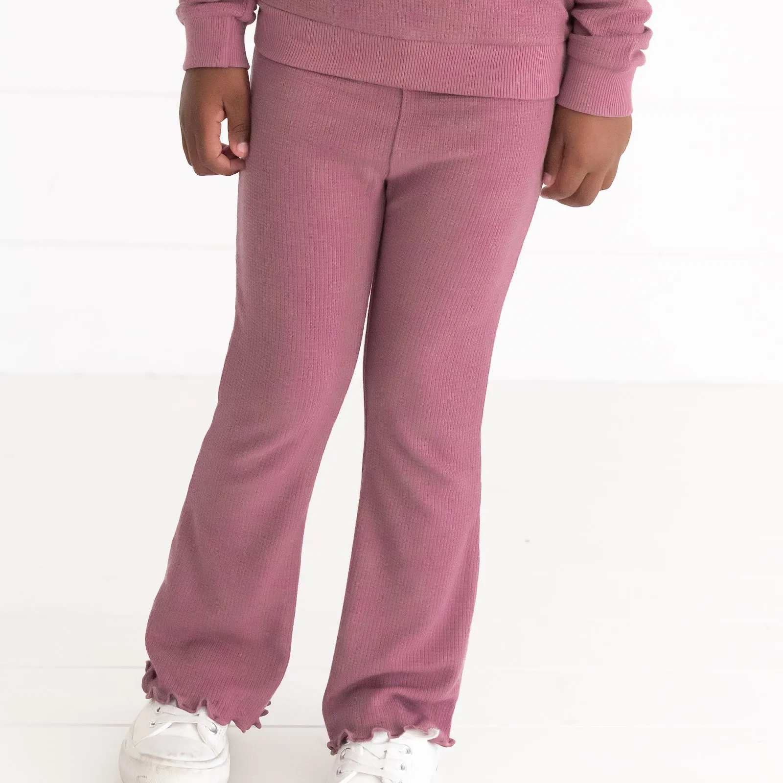 Dusty Plum Waffle Flare Pant