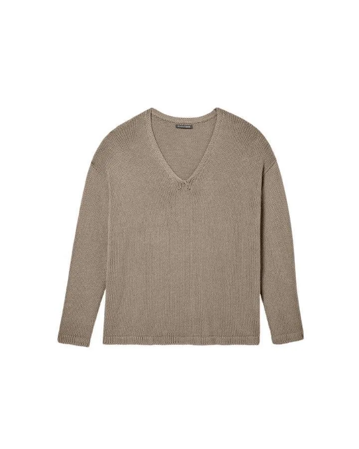 Eileen Fisher Peruvian Organic Cotton Cord Jersey V-Neck Sweater