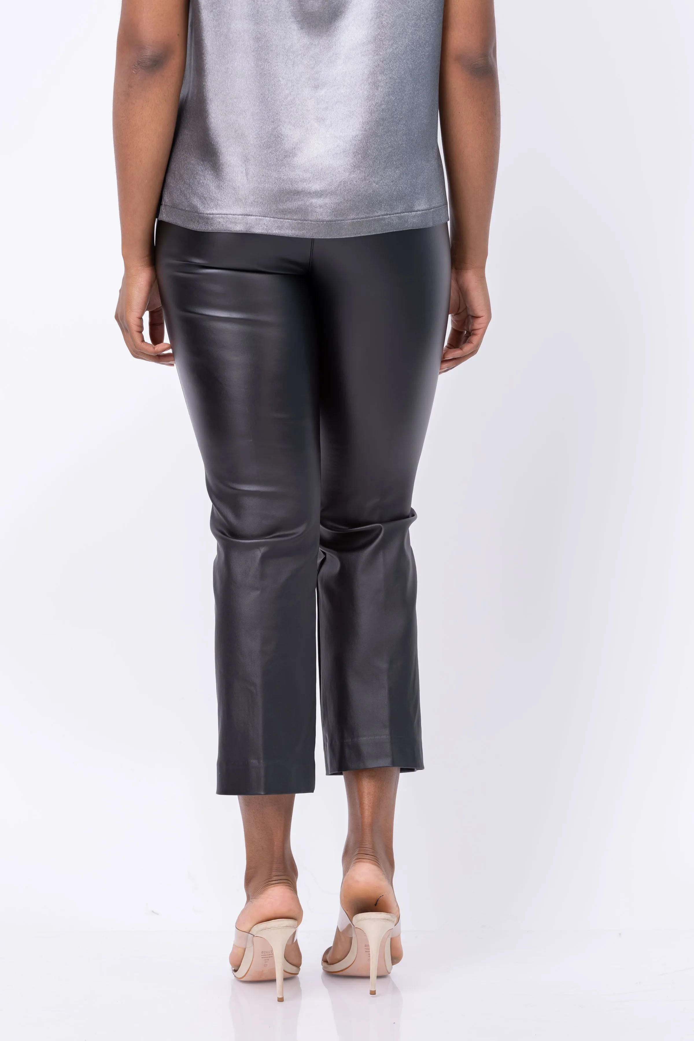 Elliott Lauren Coated Bengalin Leather Pants in Black