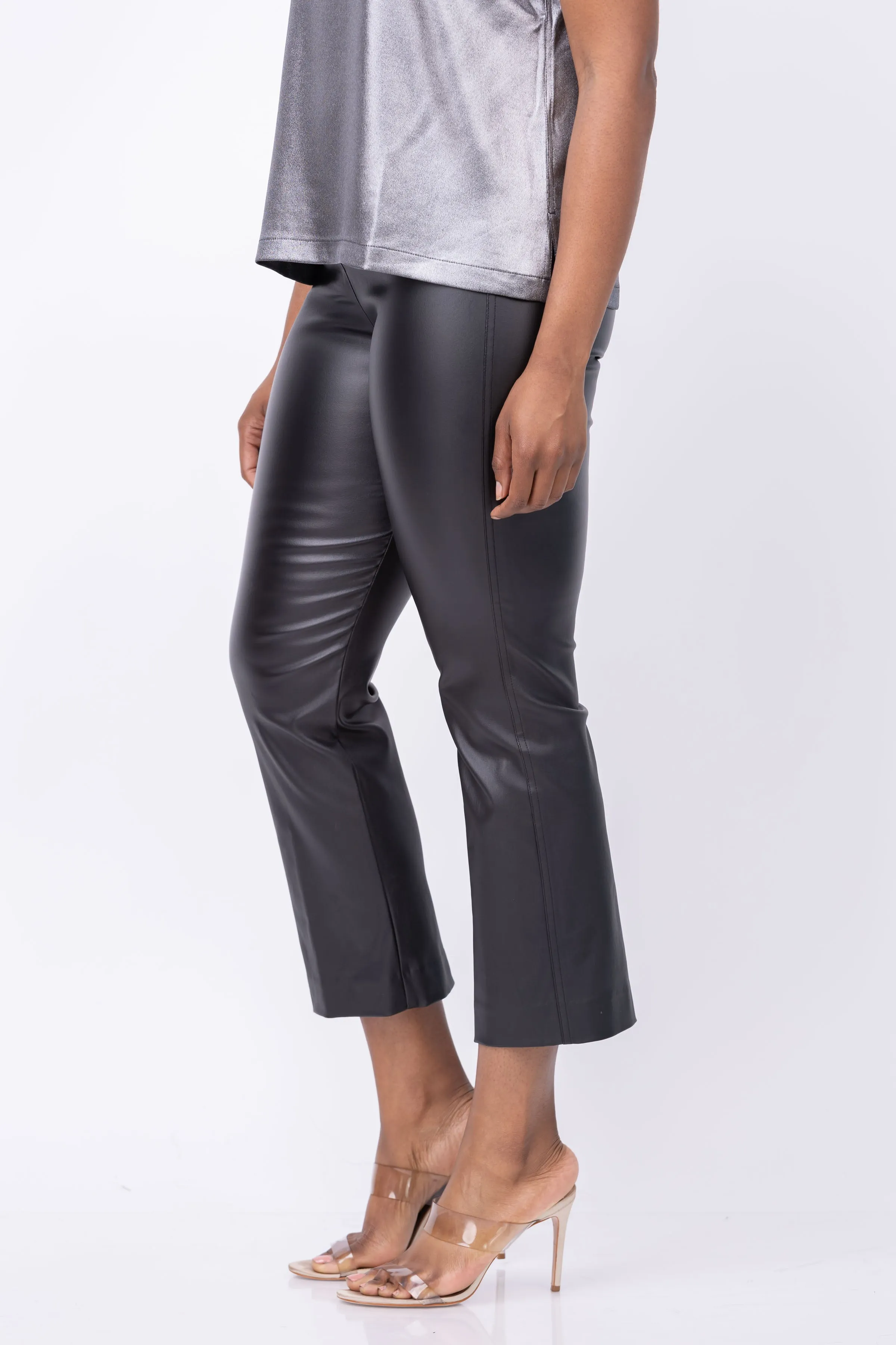 Elliott Lauren Coated Bengalin Leather Pants in Black