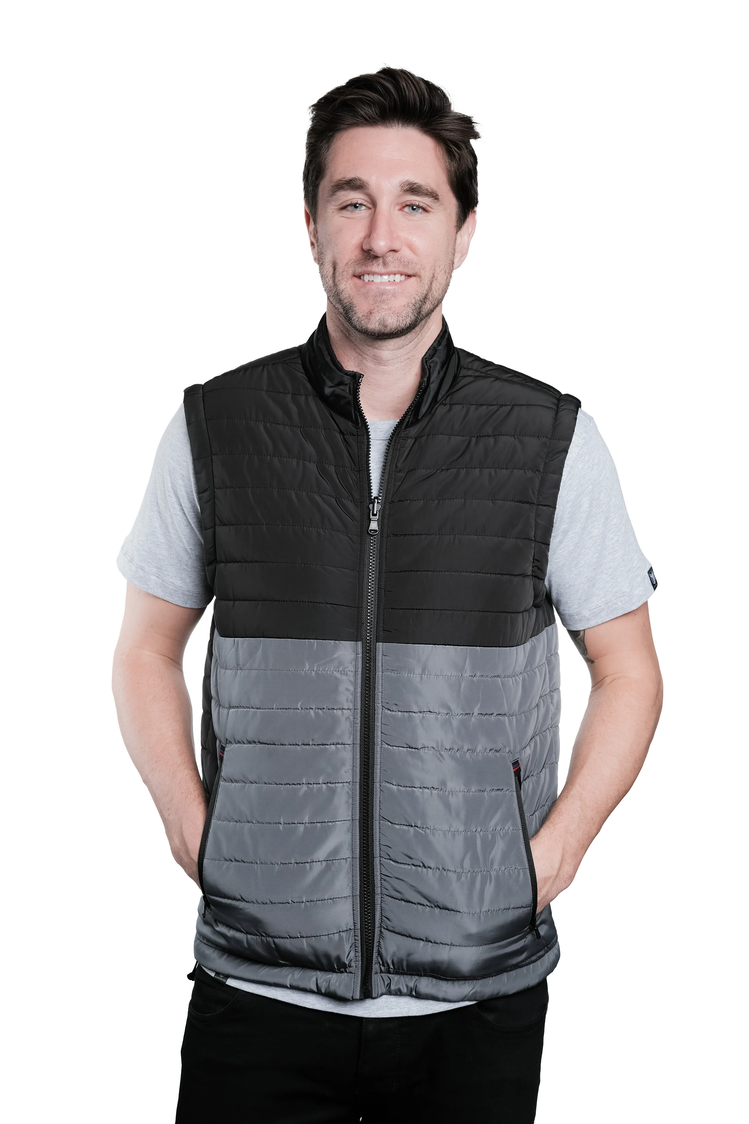 Everest Black/Grey Men's Puffer Jacket Removable Arms