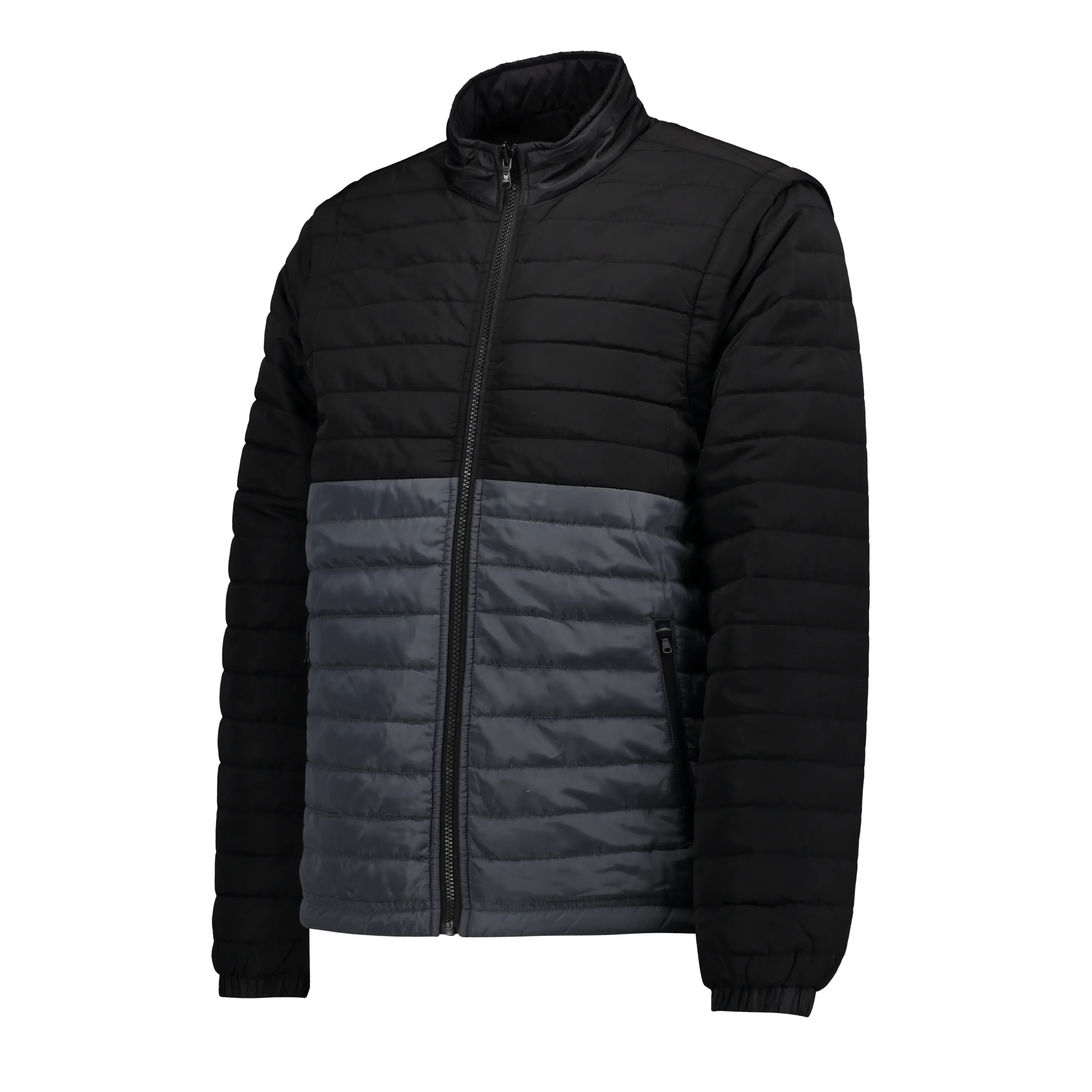 Everest Black/Grey Men's Puffer Jacket Removable Arms