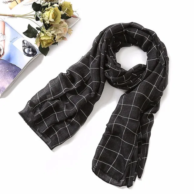 Fashion Plaid Cotton Scarf Printed Bandana Shawl #1320