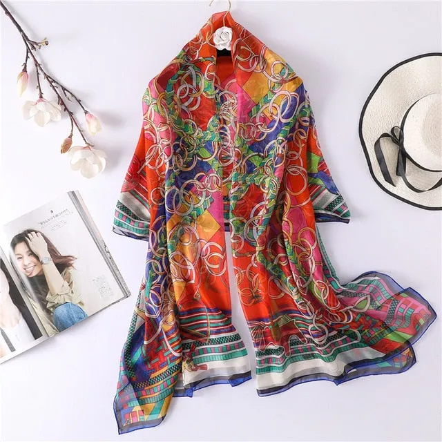 Fashion Summer Silk Scarf Printed Bandana Shawl #YS-1