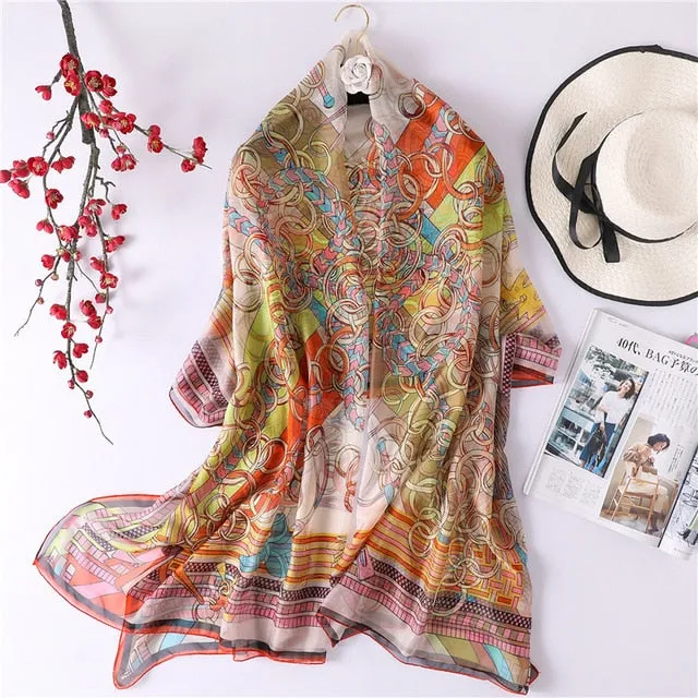 Fashion Summer Silk Scarf Printed Bandana Shawl #YS-1