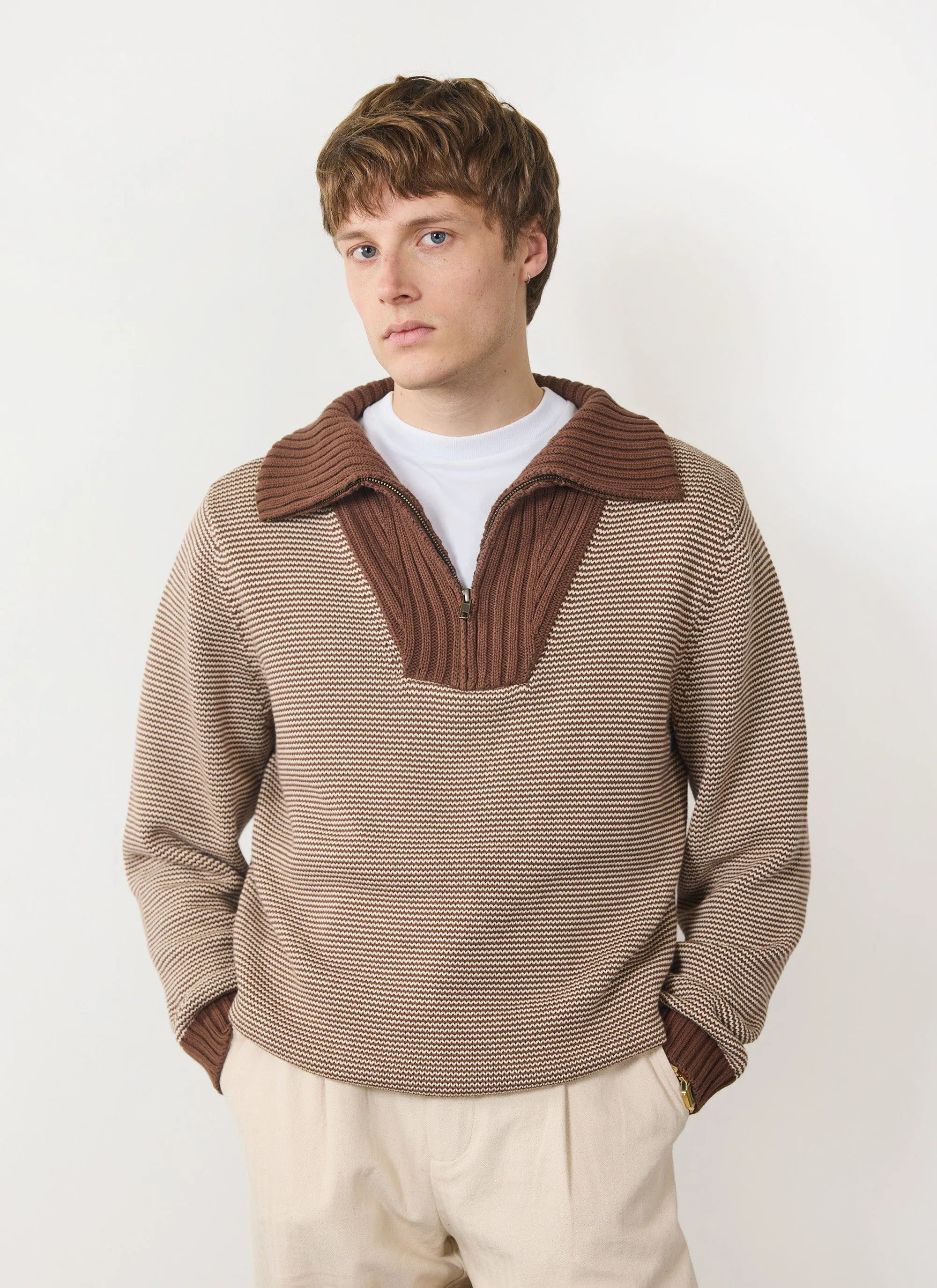 Fisherman Quarter Zip Sweater | Percival x Ilaria | Rust