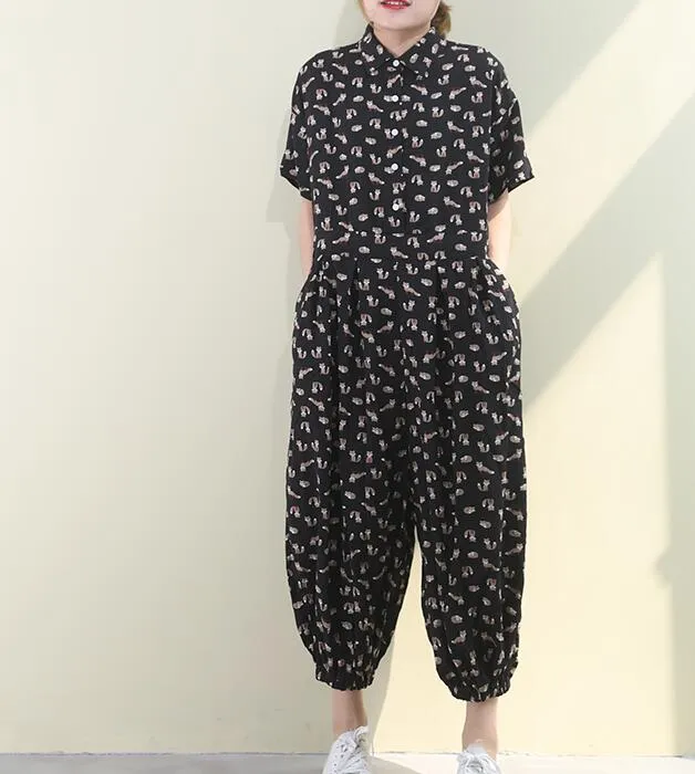 Floral Chiffon Spring Women Casual Jumpsuits Waist Belt Oversize PZ97251